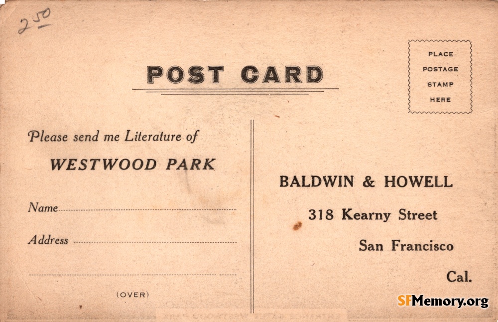 Reverse: Entrance Westwood Park