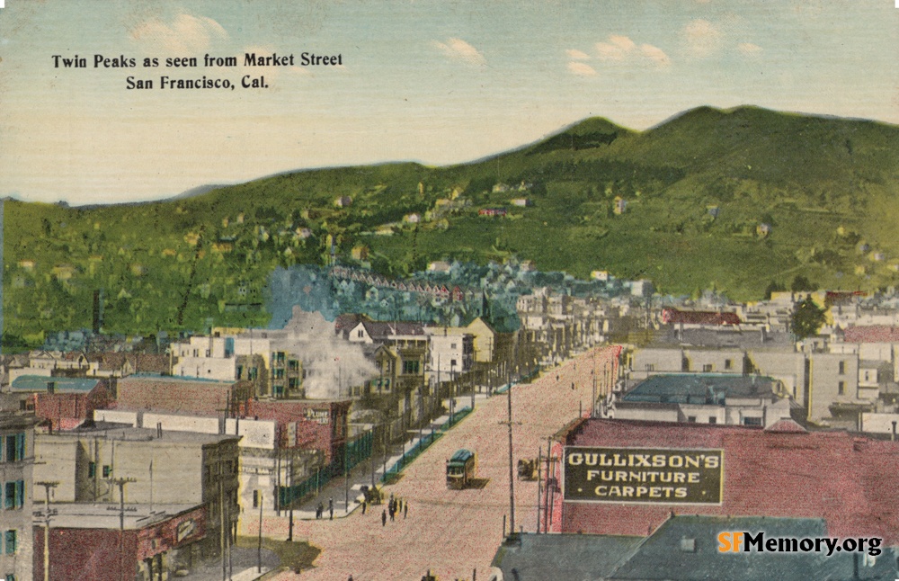 View of Twin Peaks and end of Market St