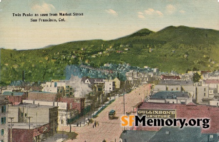 View of Twin Peaks and end of Market St